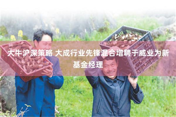 大牛沪深策略 大成行业先锋混合增聘于威业为新基金经理