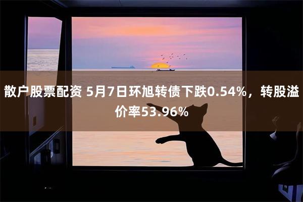 散户股票配资 5月7日环旭转债下跌0.54%，转股溢价率53.96%