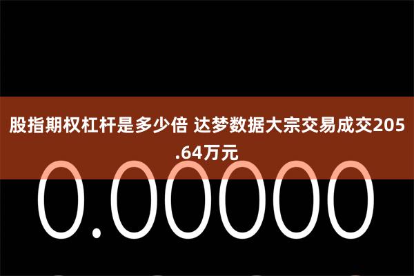 股指期权杠杆是多少倍 达梦数据大宗交易成交205.64万元