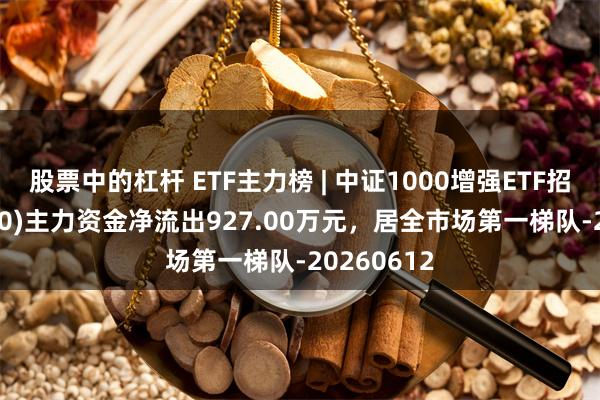 股票中的杠杆 ETF主力榜 | 中证1000增强ETF招商(159680)主力资金净流出927.00万元，居全市场第一梯队-20260612