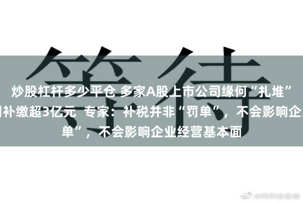 炒股杠杆多少平仓 多家A股上市公司缘何“扎堆”补税？有公司补缴超3亿元  专家：补税并非“罚单”，不会影响企业经营基本面