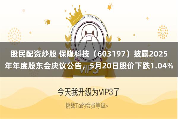 股民配资炒股 保隆科技（603197）披露2025年年度股东会决议公告，5月20日股价下跌1.04%