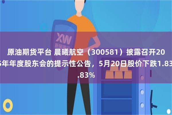 原油期货平台 晨曦航空（300581）披露召开2025年年度股东会的提示性公告，5月20日股价下跌1.83%