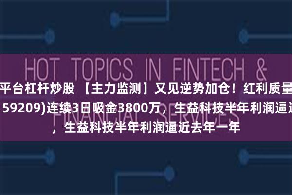 平台杠杆炒股 【主力监测】又见逆势加仓！红利质量ETF招商(159209)连续3日吸金3800万，生益科技半年利润逼近去年一年