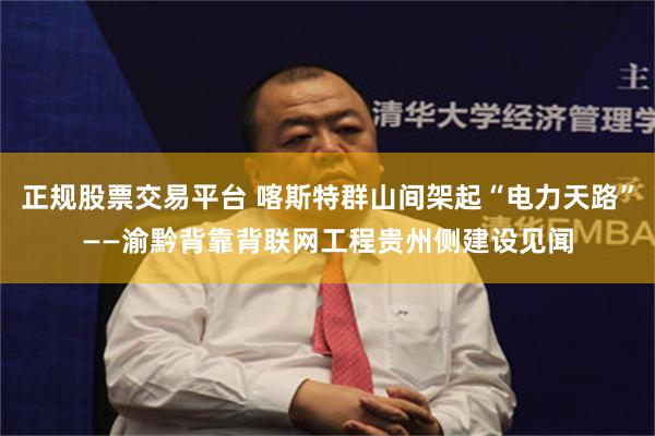 正规股票交易平台 喀斯特群山间架起“电力天路”——渝黔背靠背联网工程贵州侧建设见闻