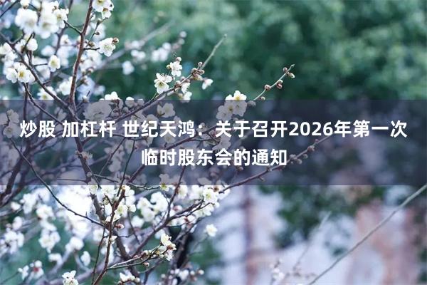 炒股 加杠杆 世纪天鸿：关于召开2026年第一次临时股东会的通知