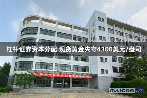 杠杆证券资本分配 现货黄金失守4300美元/盎司