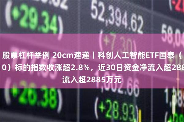 股票杠杆举例 20cm速递丨科创人工智能ETF国泰(589110)标的指数收涨超2.8%,近30日资金净流入超2885万元
